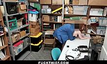 Redheaded shoplifter gets her pussy pounded in home video