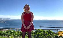 Young blonde amateur gets off on camera
