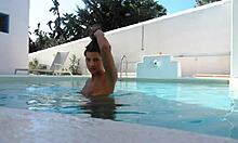 Pool session of Melena Maria with no hint of her partner is an erotic sight