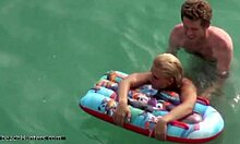 Kinky blonde gets doggy style sea sex