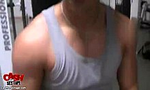 Steamy gym session get kinky for natural tits brunette