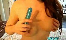 Blue dildo solo play delight