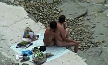 Naked beach fun from behind