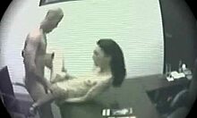 Amateur couple caught in wild office encounter seen on office hidden cam