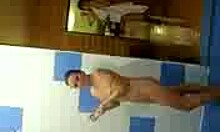 Stunning girlfriend, dark headed, naked in a homemade clip