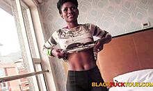 Wild hardcore riding a hard pole for African beauty