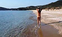 Nudist beach drone captures amateur's perfect ass and legs