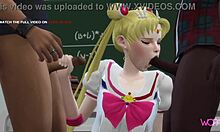 Sailor Moon cheats with two classmates in 3D hentai