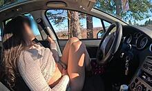 Skinny brunette gets wet and wild in public with stranger