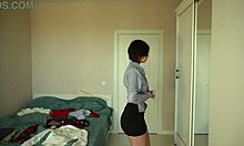 Beautiful amateur girlfriend tries on new clothes at home