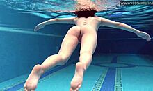 A cute and shy Czech teen, Lady Dee, is taking a bath in the swimming pool