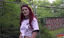 Redhead football fan Mia May gets fucked publicly