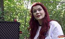 German Scout Picks Redhead Football Fan Mia May for Raw Public Anal