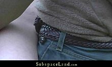 A skinny sex slave was used by her master in the open air