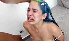 tiny white teen gagging on a massive dick bigger than her head