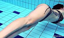 Amateur teen Katrin goes nude underwater in a home video