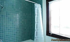 Mature MILF in Bra Steps into Shower for Hardcore Bathing Taboo with Teen 18+