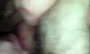 He loves playing with her hairy pussy