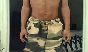 skinny brunette teases father-in-law with barefoot toes in dorm workout 😏