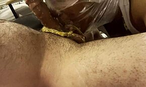 black submissive licks and spits on interracial cock