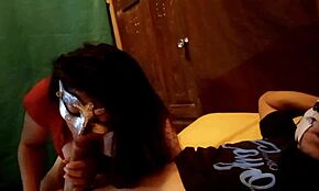 dirty mother-in-law teaches stepson to hold back during intense blowjob lesson.