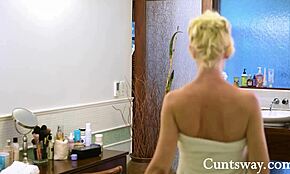 stacked teen stepdaughter gets trained by milf in bisexual action