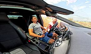 a stranger girl catches me jerking off in the car and helps me finish cumming with blowjob