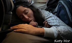 Risky Extreme Public Blowjob on Crowded Plane