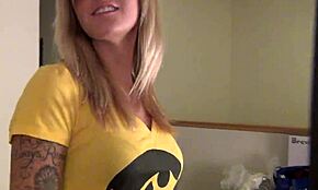 Gorgeous girl nervously prepares to try her first dildo ever.