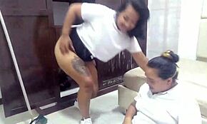 Found Maid Stuck, Licked Her Ass and Pussy!