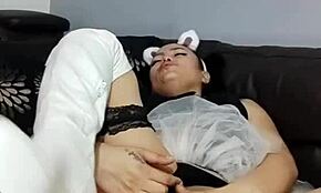 playboy bunny teases with wet pussy in solo show