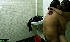 indian hot girls' 1st wild sex with boyfriend in hotel bathroom