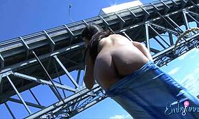 Perfect and horny pregnant girl is taking off her hot dress outdoors 😍