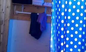 Dark-Haired Pale Hottie Reveals Pussy After Shower on Hidden Cam