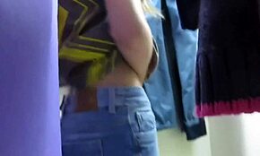Teen with Perky Tits Strips Down in Changing Room on Hidden Cam
