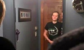 Blond Girlfriend Admiring Her Naked Body in Mirror