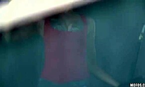 bitch with inked thigh pumping gas sucks big cock pov