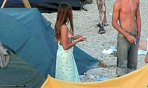 Nudist beauties flaunt their stunning bodies at public beach