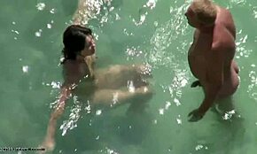 Public Doggy Style with Sweaty Nudist on Beach