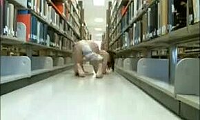 Tail Butt Plug Girlfriend Crawling Naked in Public Library