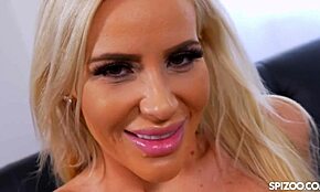 Rich MILF with huge melons sucks a massive boner hard