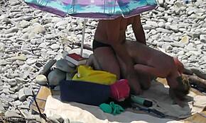 Tan Lines Hottie Getting Doggy Style Fucked on Rocky Beach