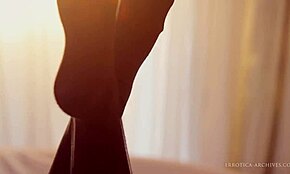 Black Socks Teen 18+ Elle Rose Showing Off Her Pussy On A Big Bed