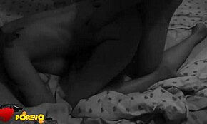 horny couple caught on black n white tape, ridin hard... oops