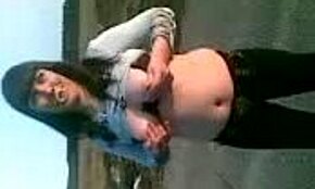 Hottie subtly flashes her big tits and sucks outdoors in this amateur clip.