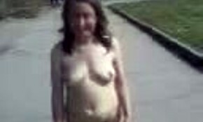 Naked Russian amateur princess stumbled drunk down the busy street