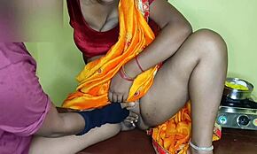 stepmother was cooking for her stepson at the ranch. the boy lost control seeing her curvy indian ass!