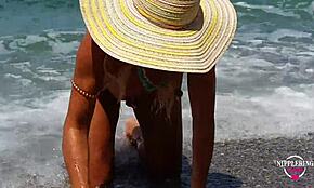 Hey, Nippleringlover shows off hot nude beach vibes with multiple pussy piercings and extreme stretched nipple rings.