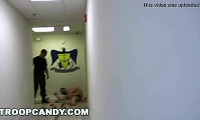 troop candy is training the new recruits hard, putting them through the ringer with some wild orgy action in the dorm 😏