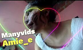 Watch this slut gag on deepthroat with spit all over his face